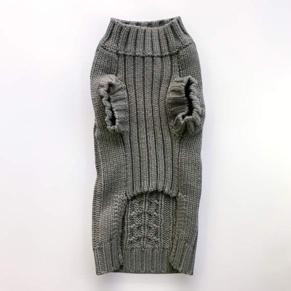 Great Jacks Grey Acrylic Cable Knit Dog Mock Neck Sweater - Picture 3 of 7